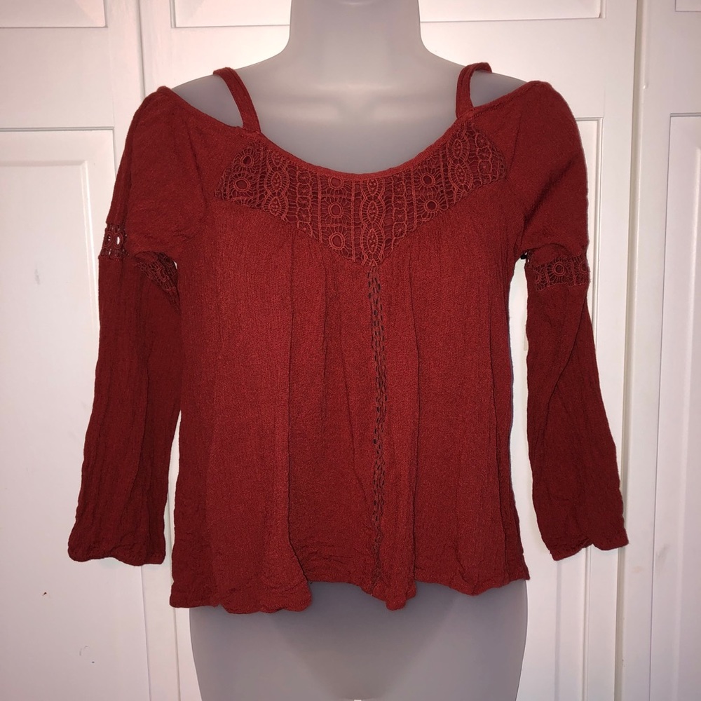 Zoe & Rose Burnt Orange Off the Shoulder Blouse